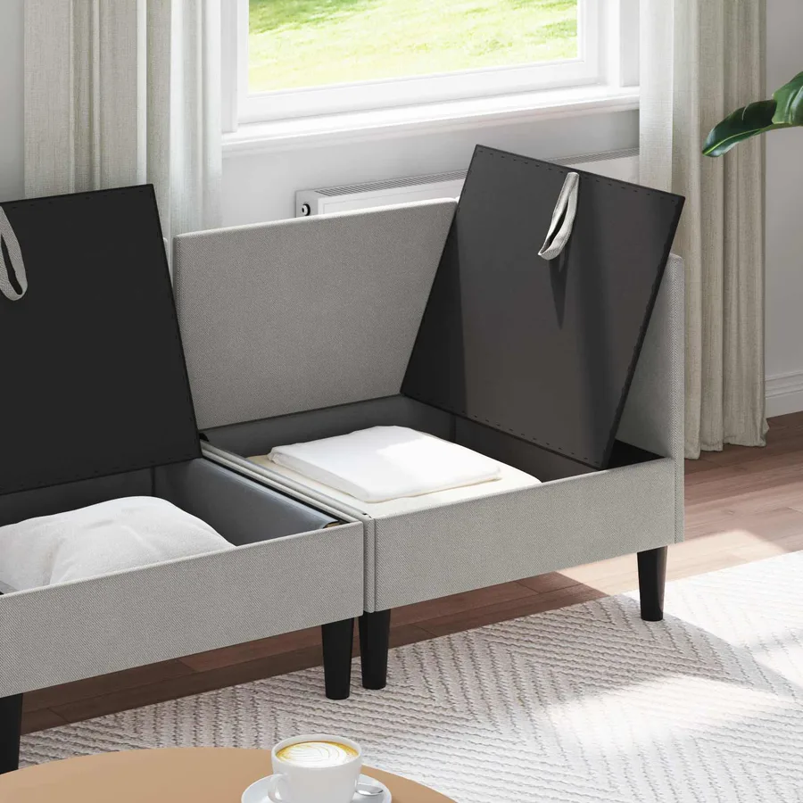 Ensemble de meubles pour le salon 4 pcs Gris clair Tissu - 3