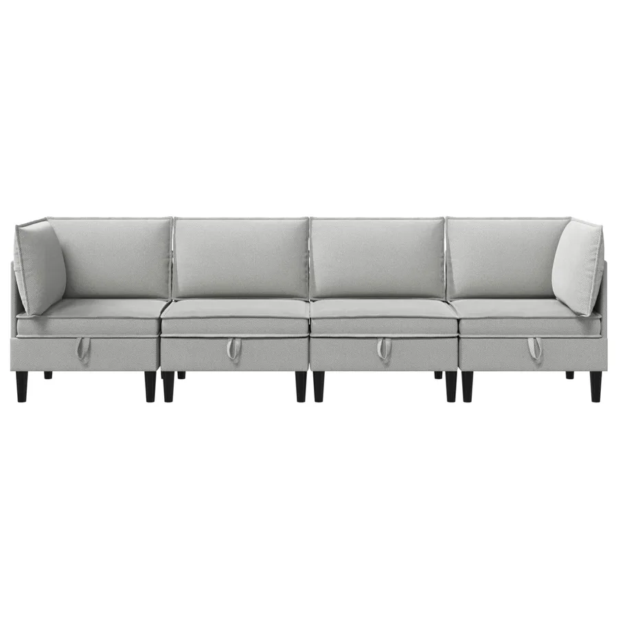 Ensemble de meubles pour le salon 4 pcs Gris clair Tissu - 7
