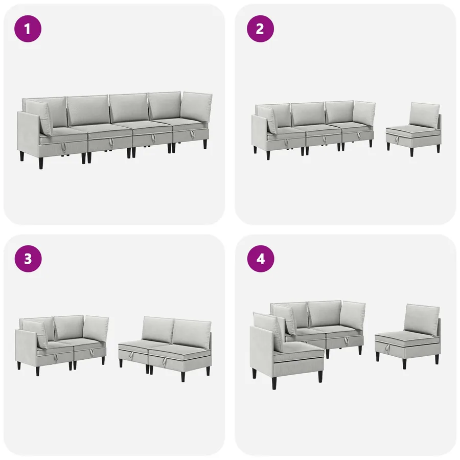 Ensemble de meubles pour le salon 4 pcs Gris clair Tissu - 8
