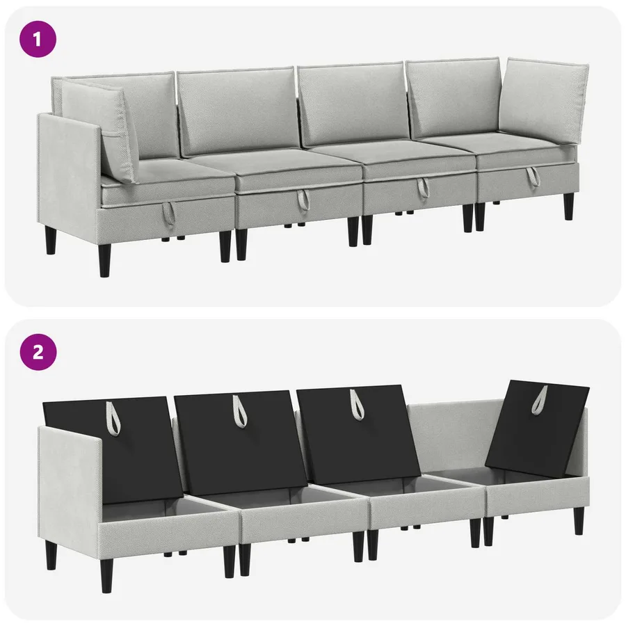 Ensemble de meubles pour le salon 4 pcs Gris clair Tissu - 9