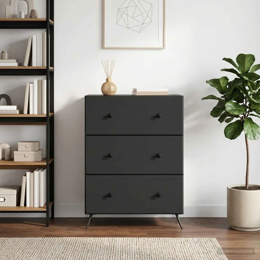 Armoire à tiroirs Noir 66 x 34,5 x 90 cm Bois d'ingénierie