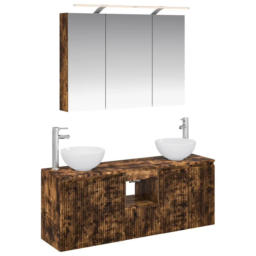 Ensemble d'armoire de salle de bain 4 pcs Chêne fumé - 2
