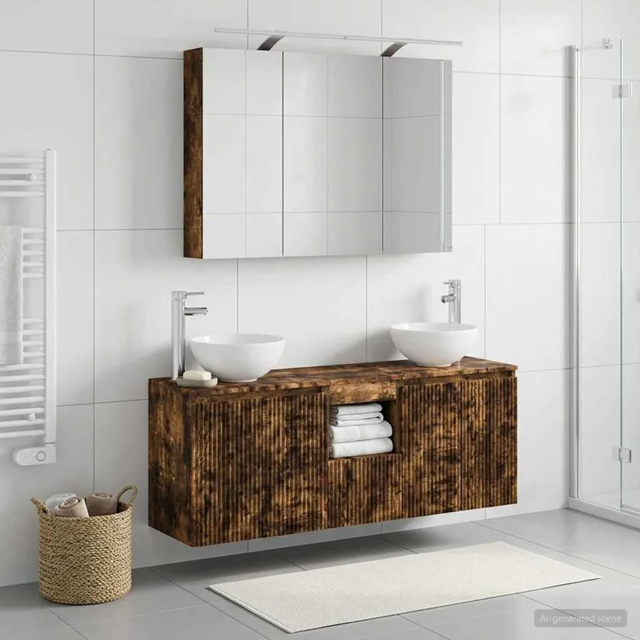 Ensemble d'armoire de salle de bain 4 pcs Chêne fumé - 4