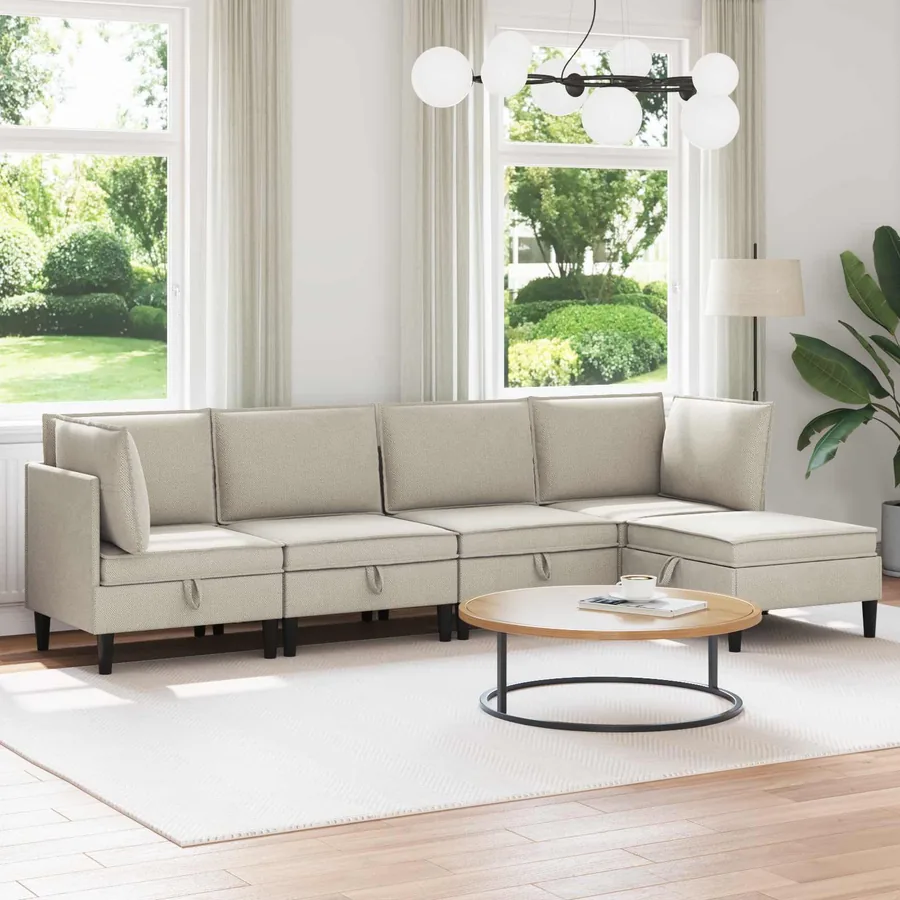 Ensemble de meubles pour le salon 5 pcs Avoine Tissu