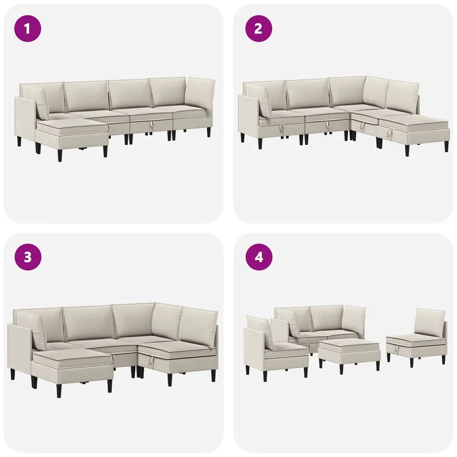 Ensemble de meubles pour le salon 5 pcs Avoine Tissu - 9