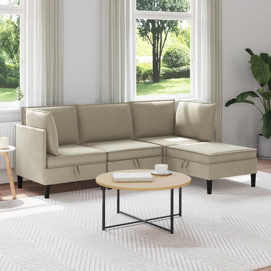 Ensemble de meubles pour le salon 4 pcs Sable Tissu