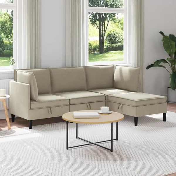 Ensemble de meubles pour le salon 4 pcs Sable Tissu