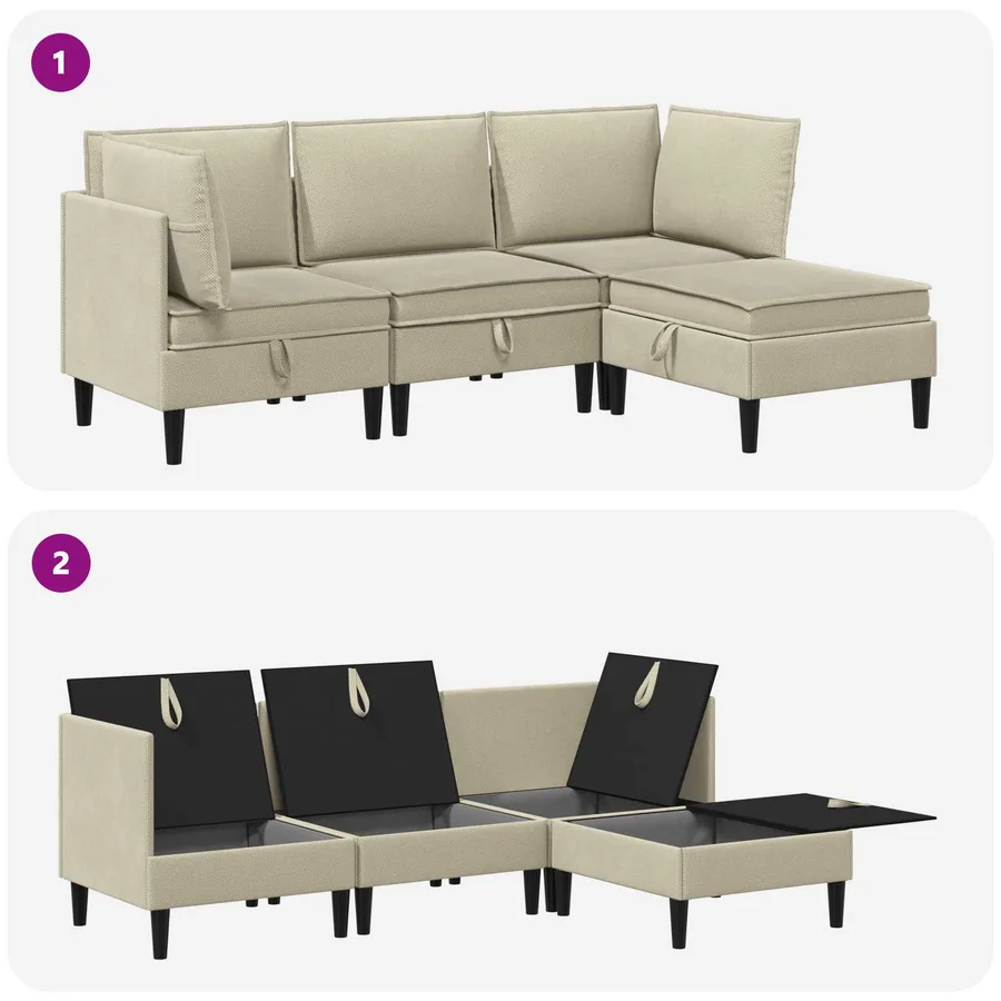 Ensemble de meubles pour le salon 4 pcs Sable Tissu - 8