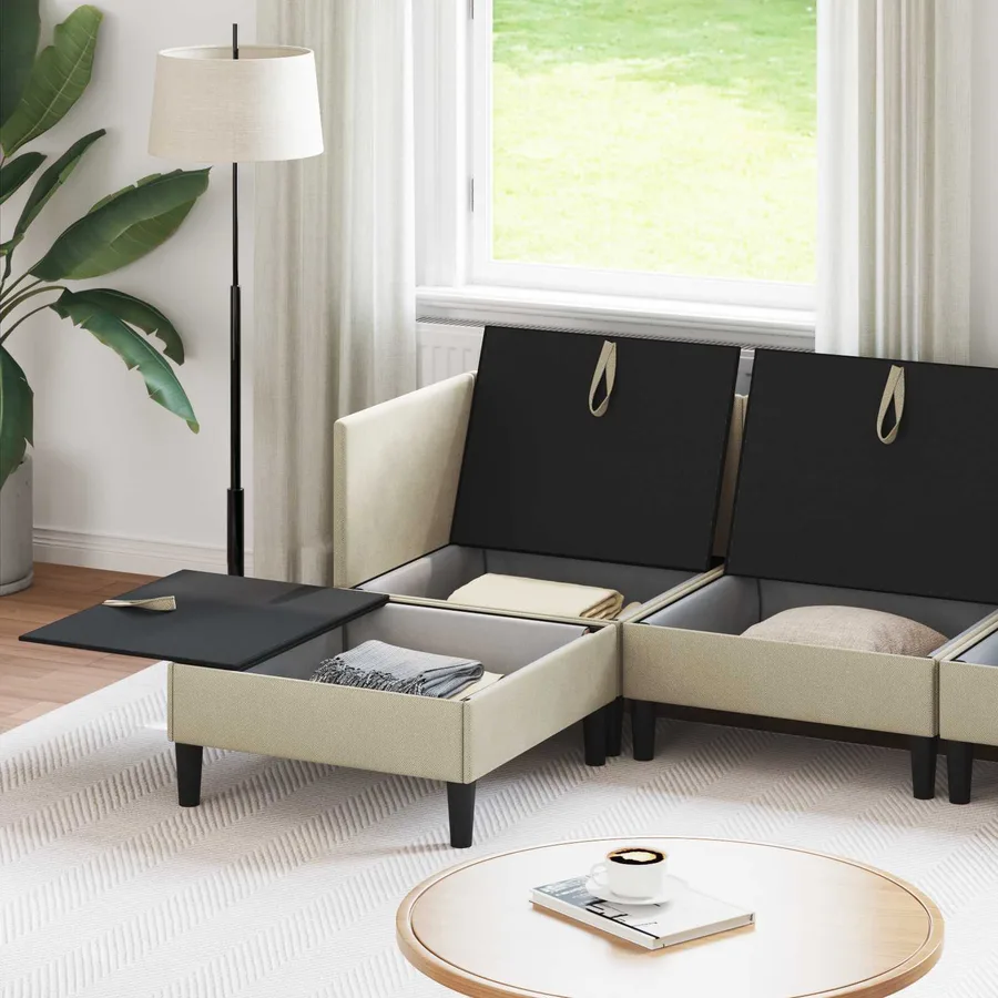 Ensemble de meubles pour le salon 6 pcs Sable Tissu - 3