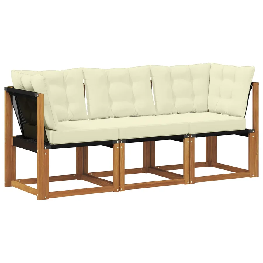 Canapé d’extérieur milieu et coin avec coussin 3 Pièce Naturel - 2