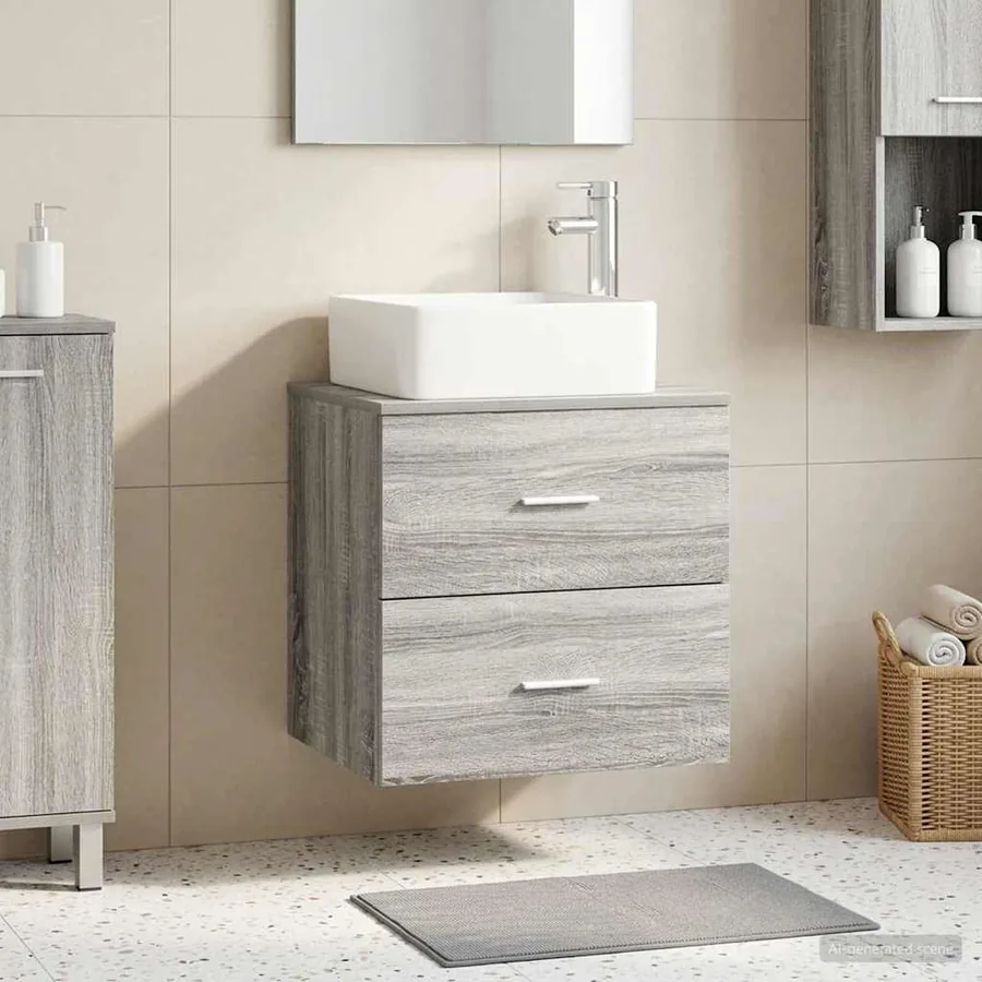 Vanité de lavabo mural Sonoma gris 49,5 x 41 x 63 cm
