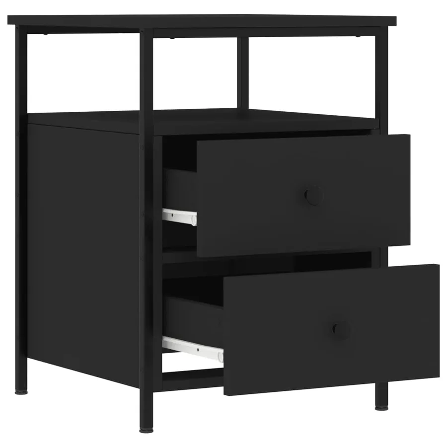 Table de chevet noir 44x45x60 cm bois d’ingénierie - 4