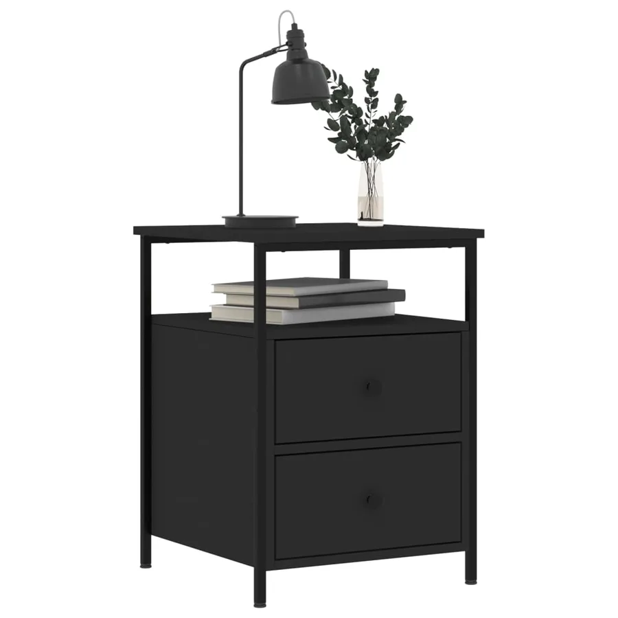 Table de chevet noir 44x45x60 cm bois d’ingénierie - 7