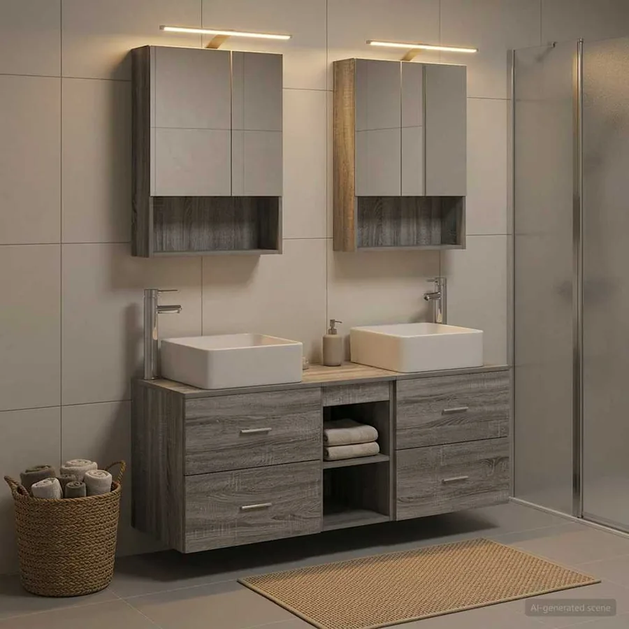 Ensemble de mobilier de salle de bain 5 pcs Sonoma gris