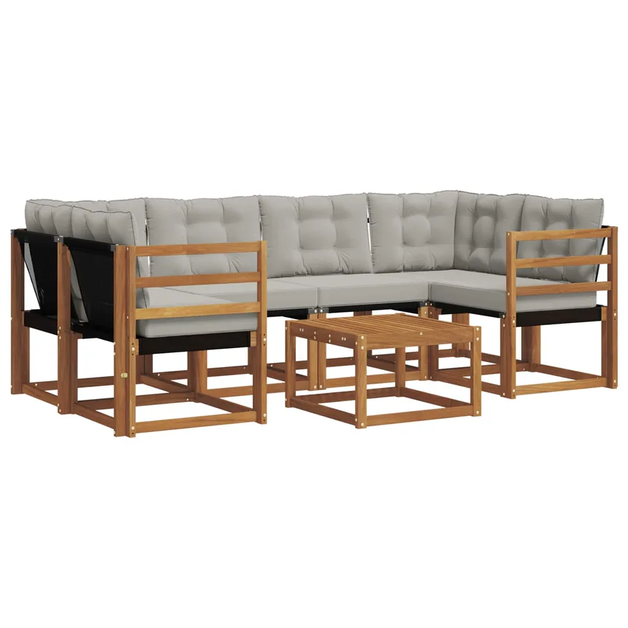 Ensemble de canapés d'extérieur 7 pcs Gris Naturel et Clair - 2