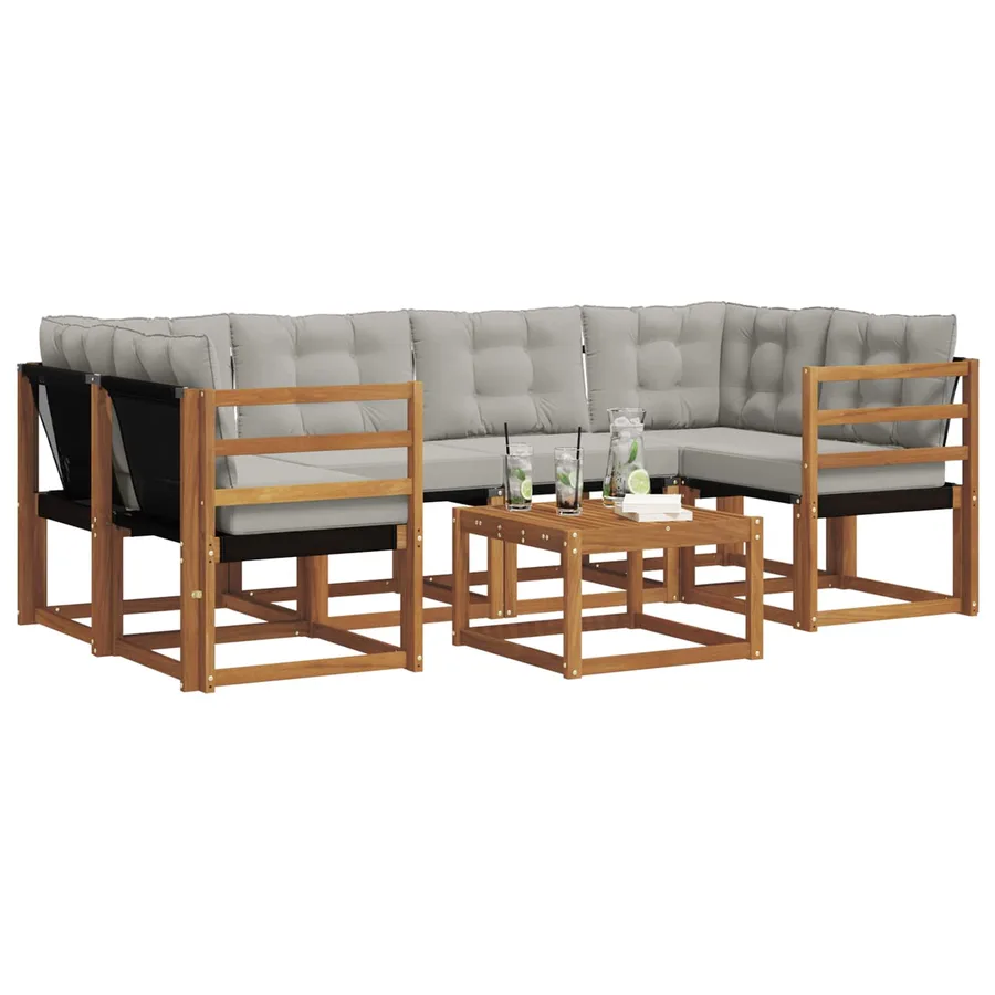 Ensemble de canapés d'extérieur 7 pcs Gris Naturel et Clair - 3