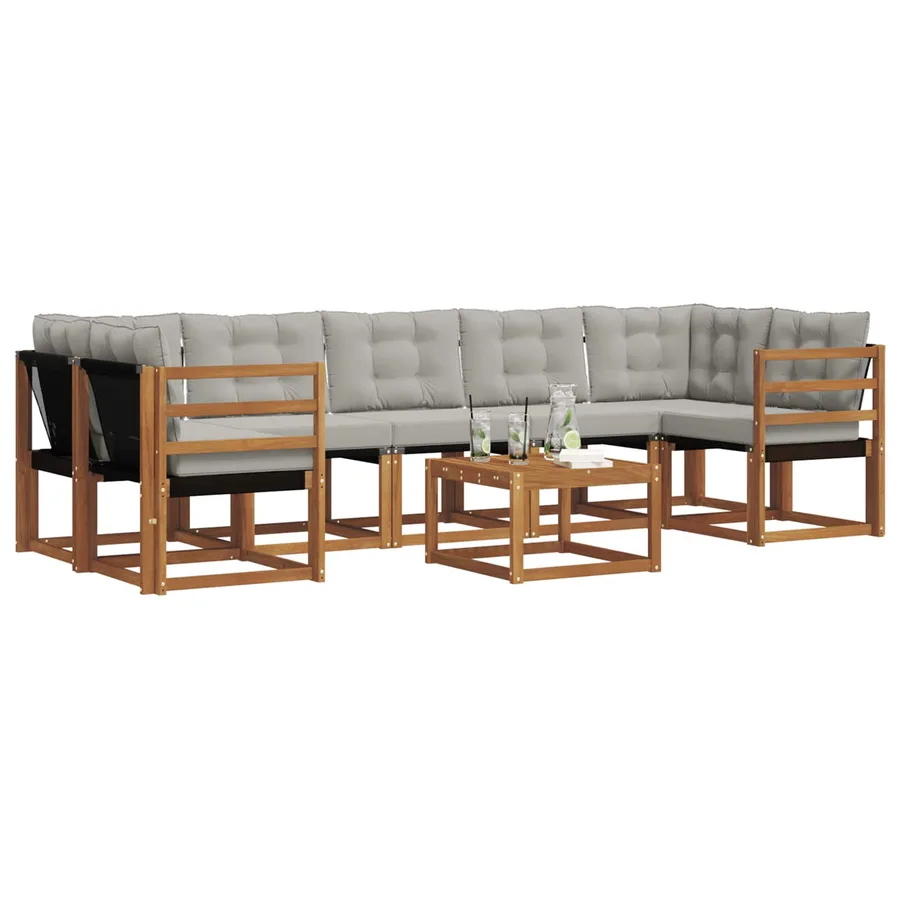Ensemble de canapés d'extérieur 8 pcs Gris Naturel et Clair - 3
