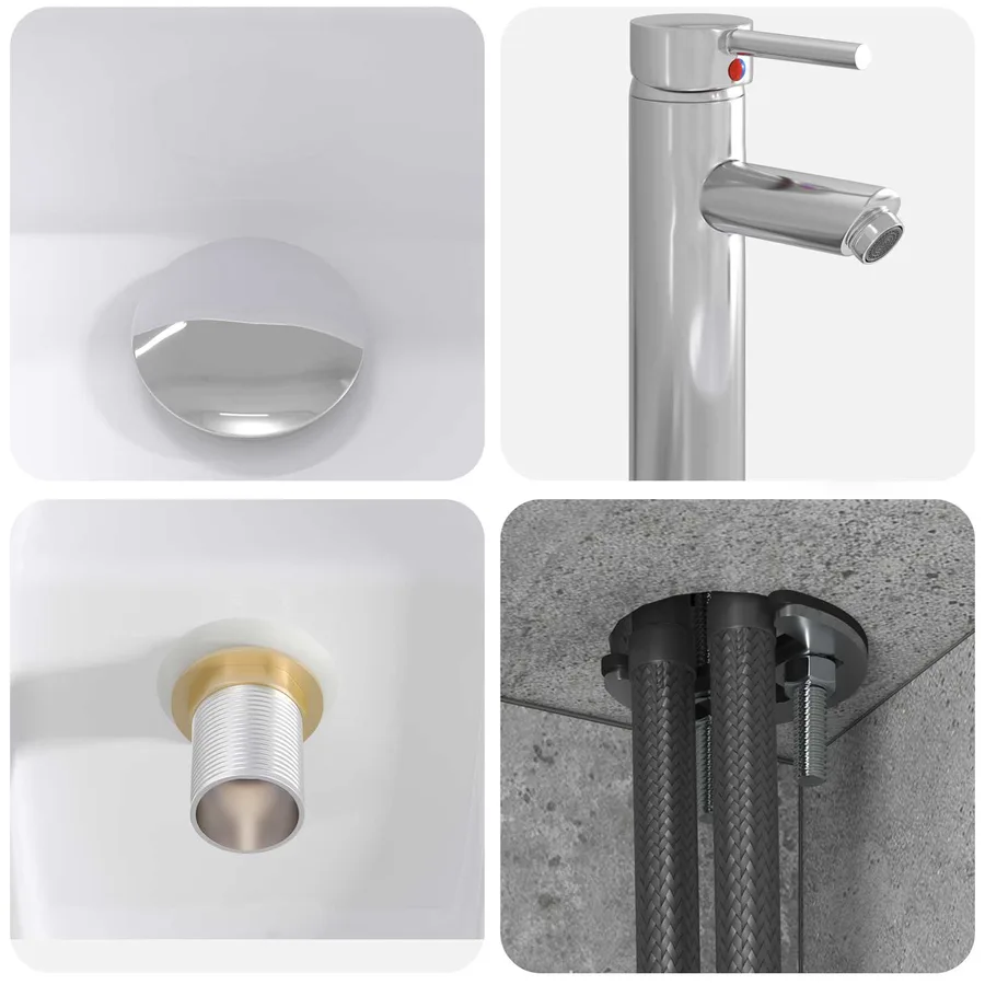 Ensemble de mobilier de salle de bain 5 pcs Gris béton - 8