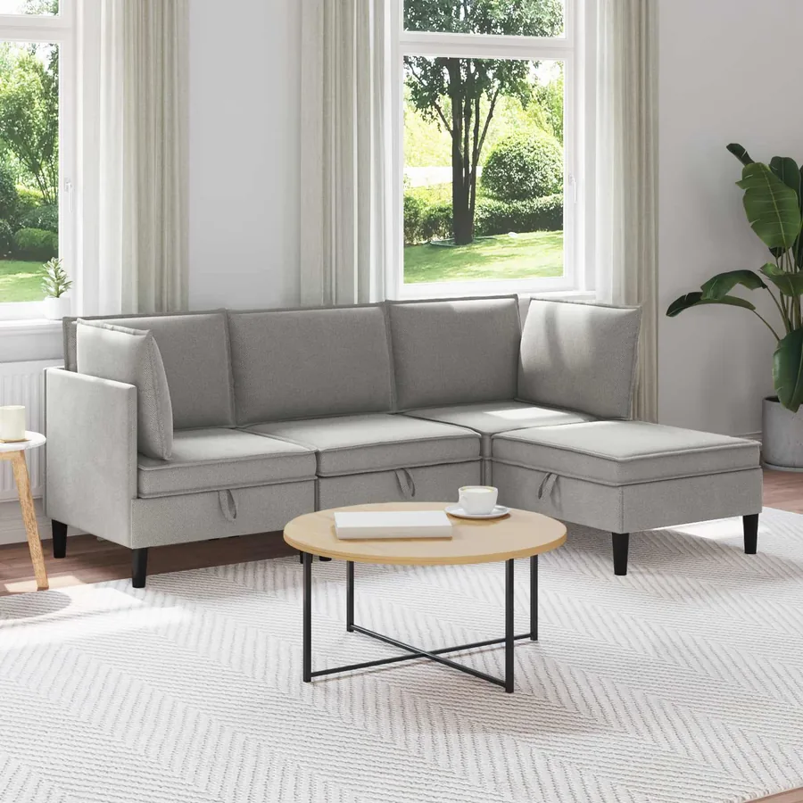 Ensemble de meubles pour le salon 4 pcs Gris clair Tissu