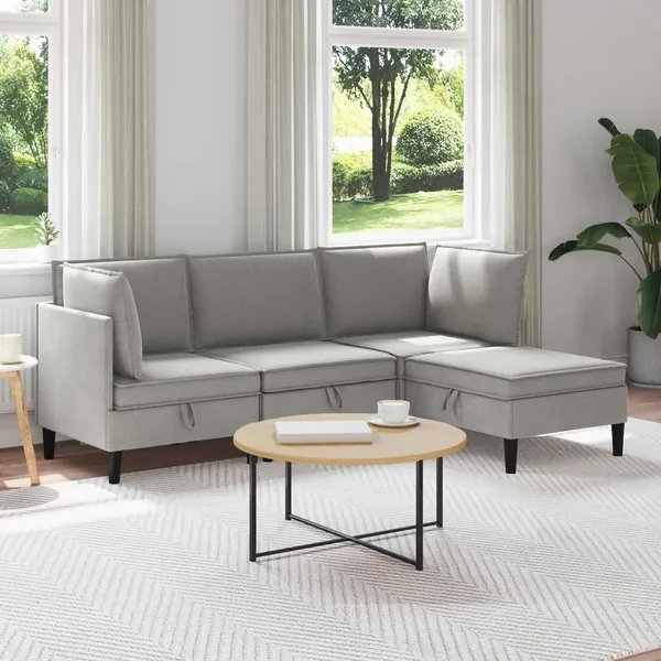 Ensemble de meubles pour le salon 4 pcs Gris clair Tissu