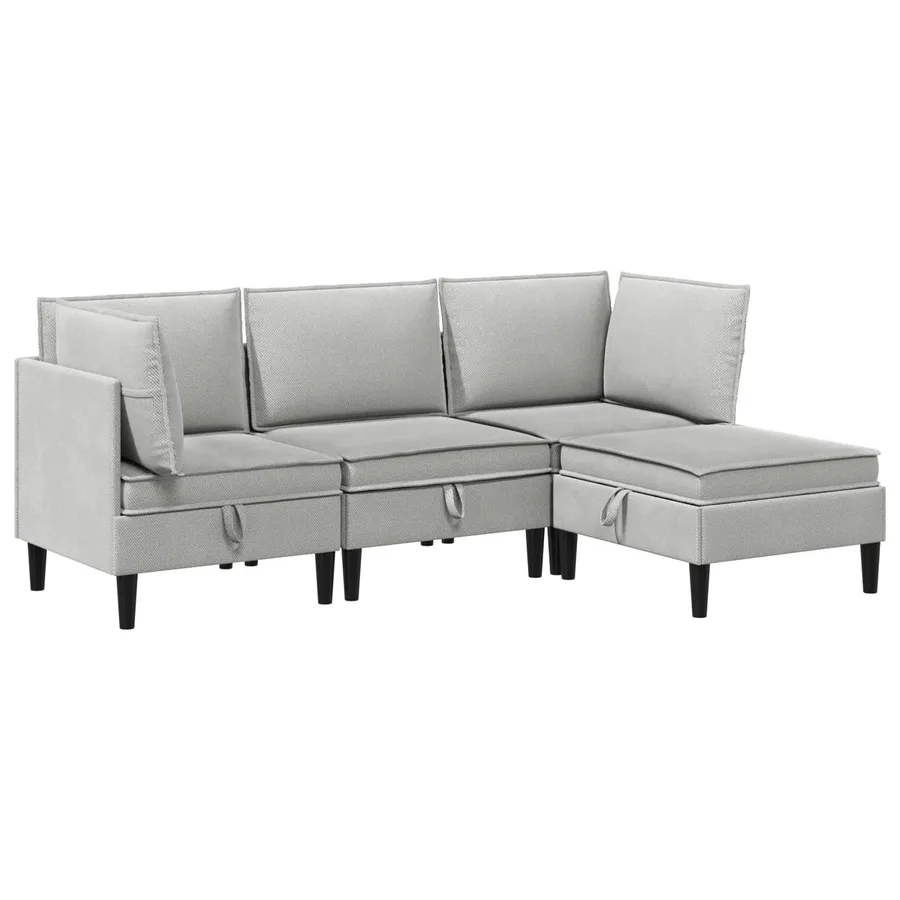 Ensemble de meubles pour le salon 4 pcs Gris clair Tissu - 2
