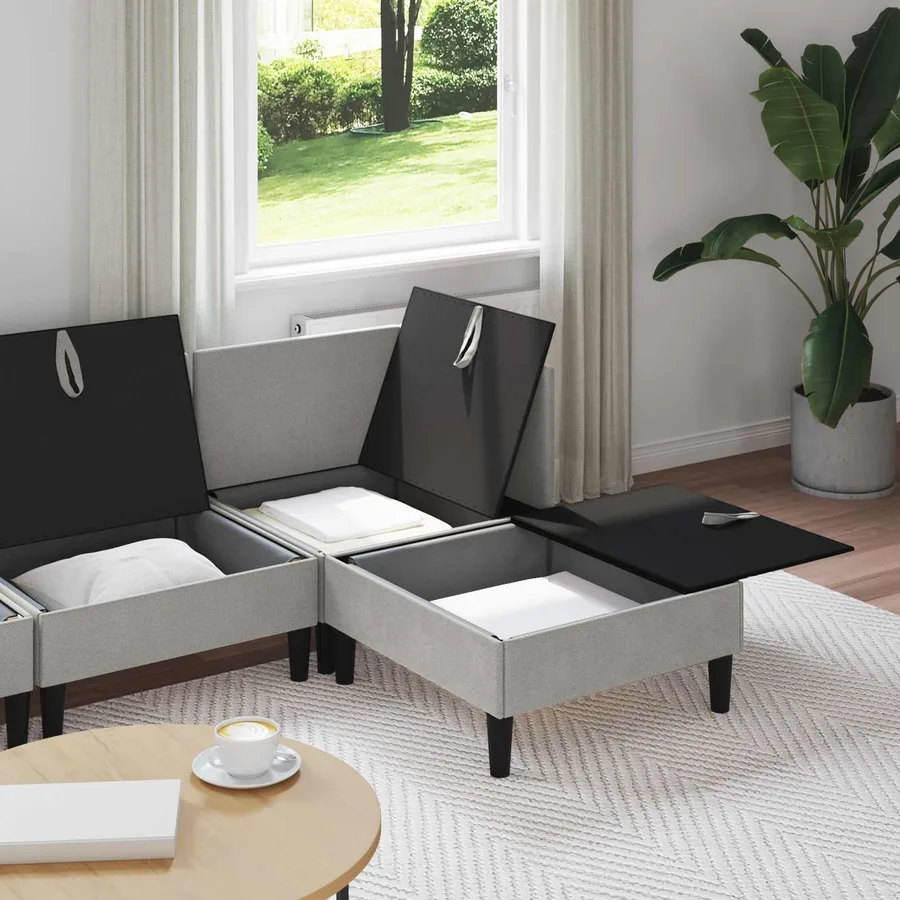 Ensemble de meubles pour le salon 4 pcs Gris clair Tissu - 3