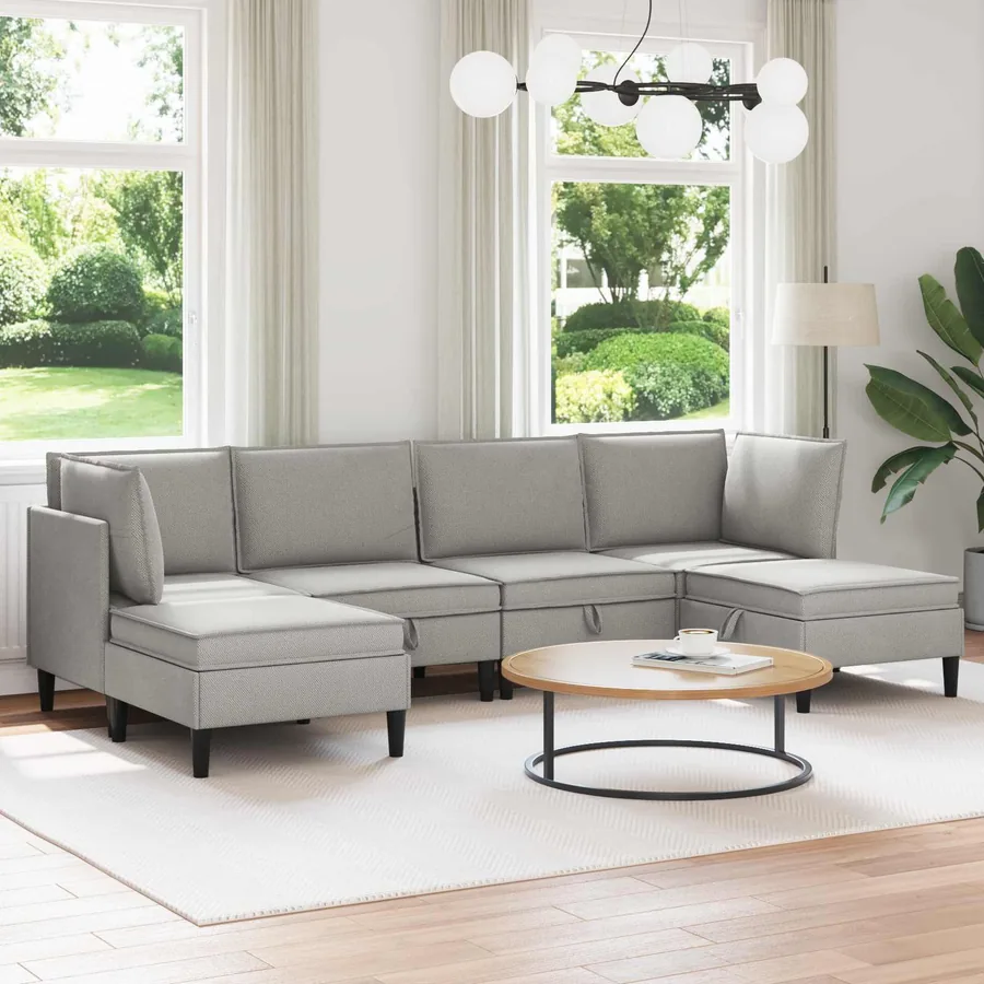 Ensemble de meubles pour le salon 6 pcs Gris clair Tissu