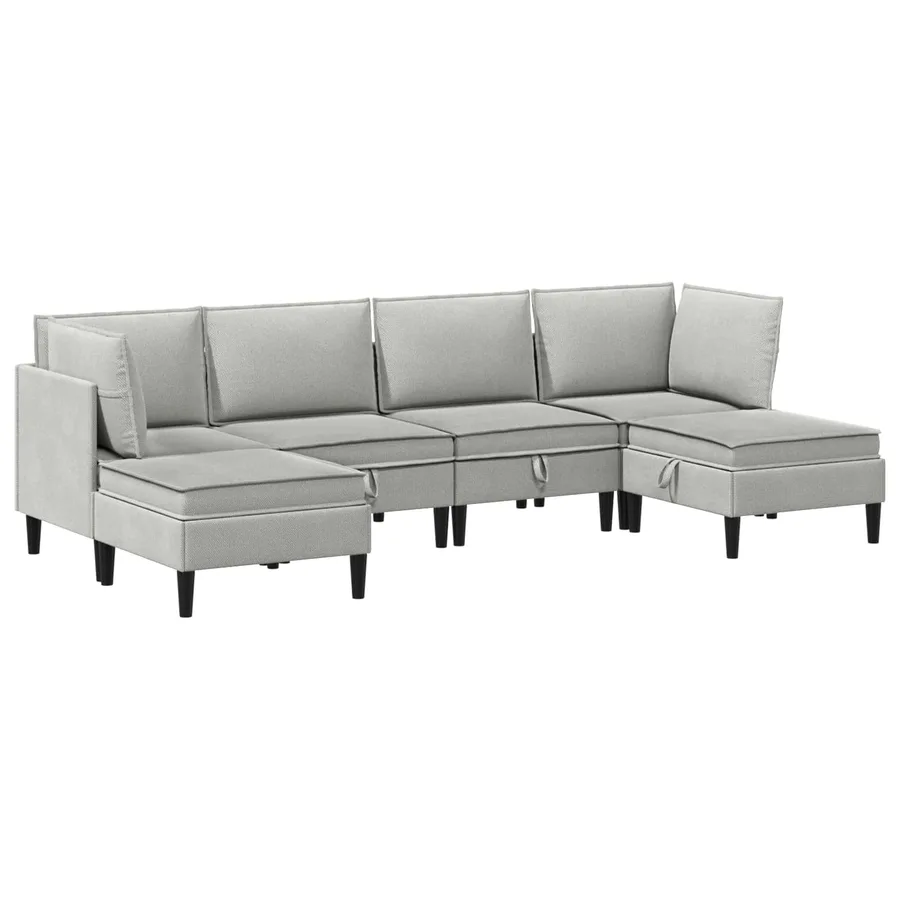 Ensemble de meubles pour le salon 6 pcs Gris clair Tissu - 2