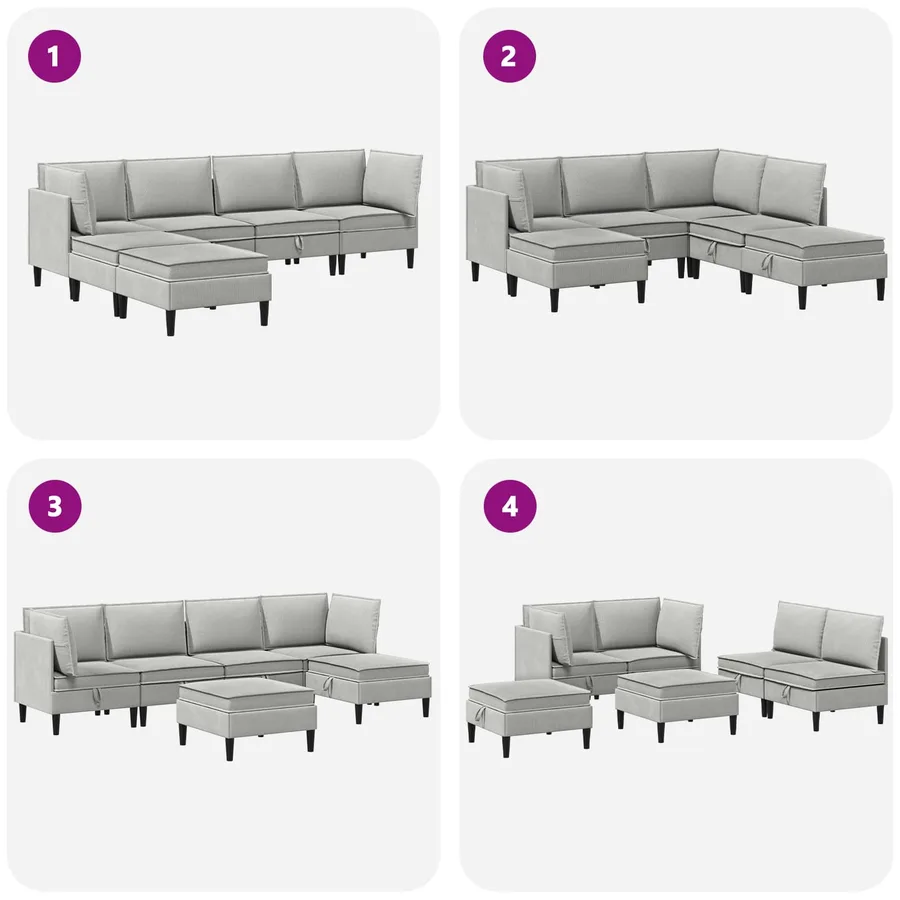 Ensemble de meubles pour le salon 6 pcs Gris clair Tissu - 9