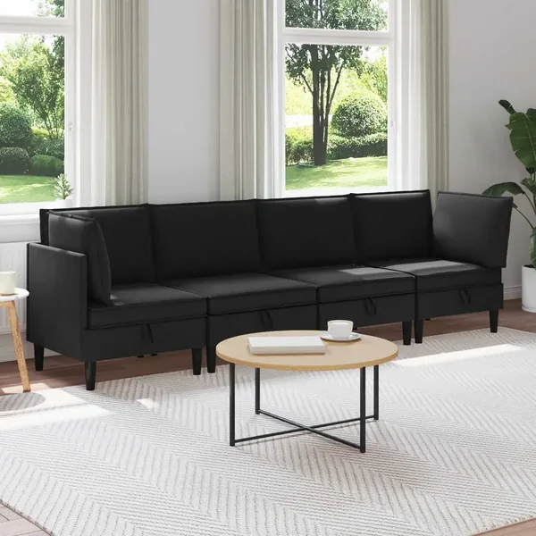 Ensemble de meubles pour le salon 4 pcs Noir Tissu