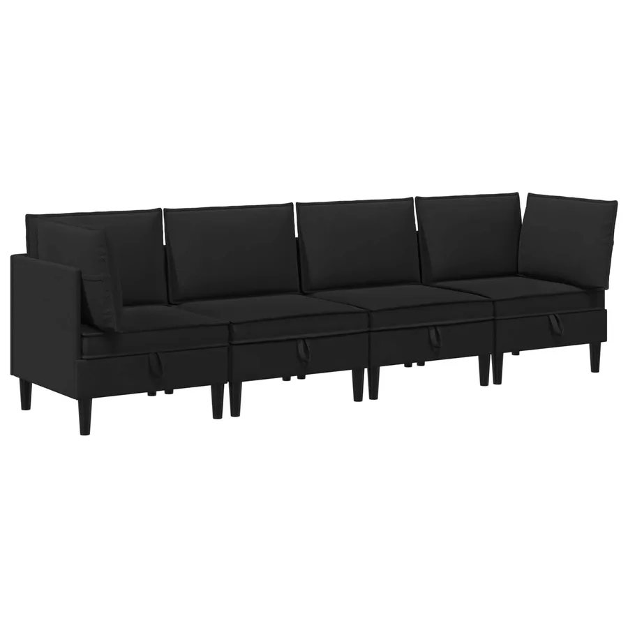 Ensemble de meubles pour le salon 4 pcs Noir Tissu - 2