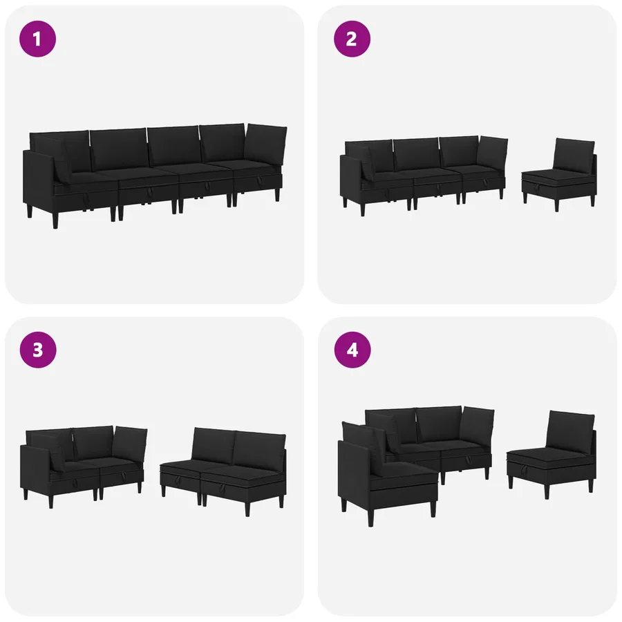 Ensemble de meubles pour le salon 4 pcs Noir Tissu - 8