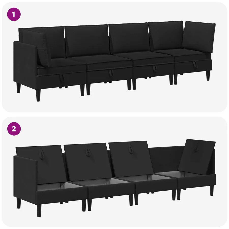 Ensemble de meubles pour le salon 4 pcs Noir Tissu - 9