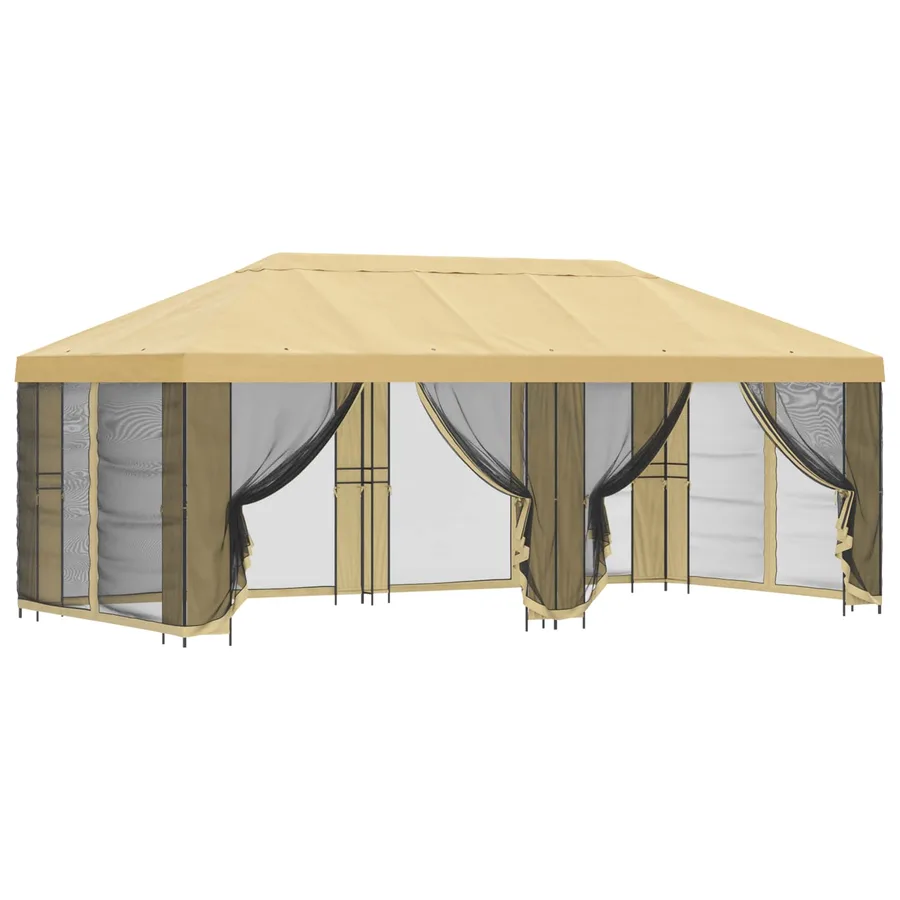 Gazebo avec murs latéraux 6 x 3 m Crème Polyester et Acier 190 - 2