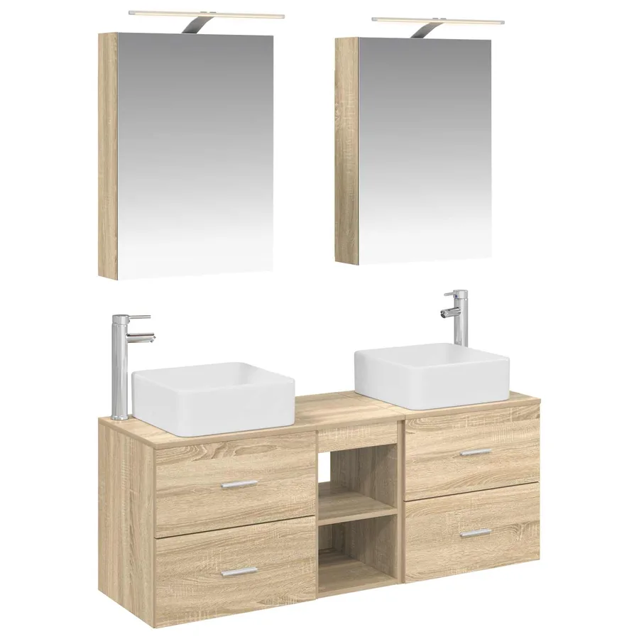 Ensemble de mobilier de salle de bain 5 pcs Chêne Sonoma - 2