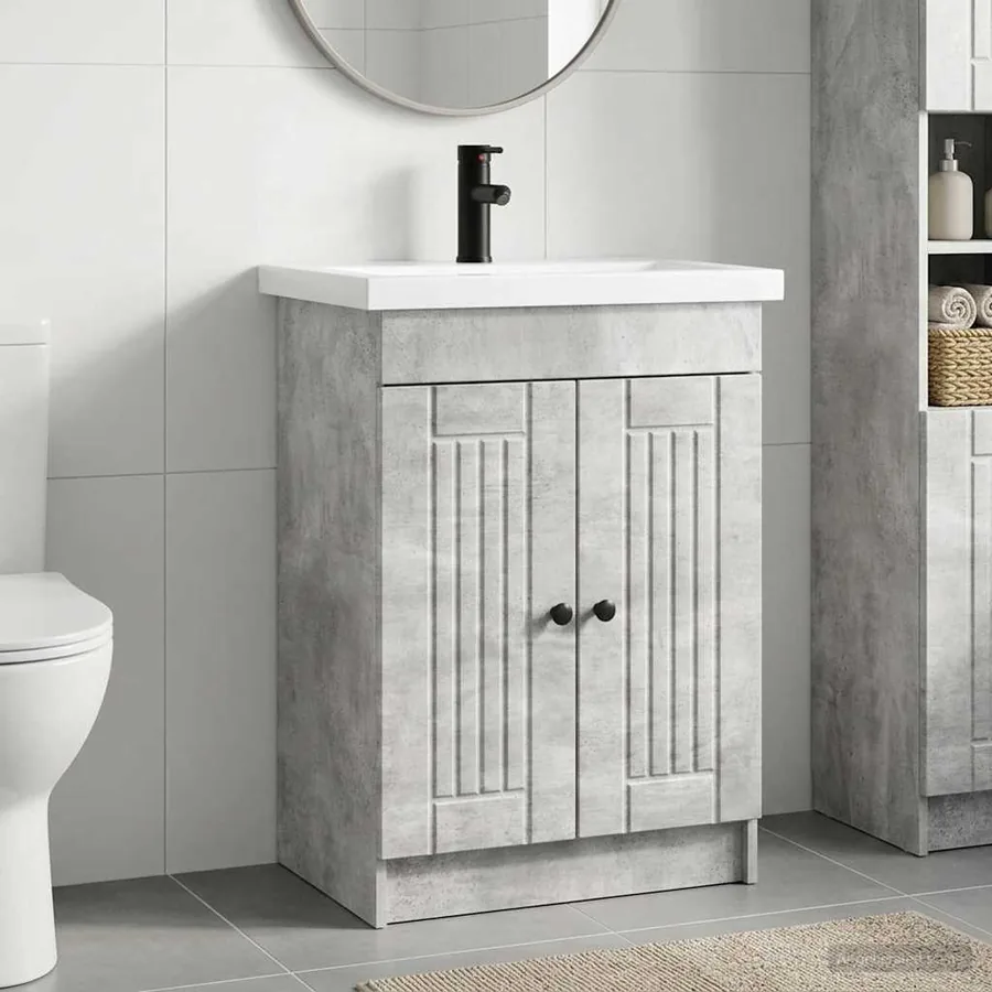 Ensemble de mobilier de salle de bain Gris béton