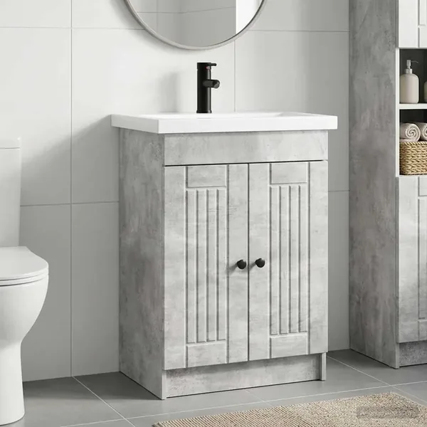 Ensemble de mobilier de salle de bain Gris béton