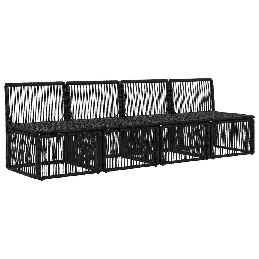 Canapé 4 places 4 pcs 4-Nombre de places Noir polyrotin - 3