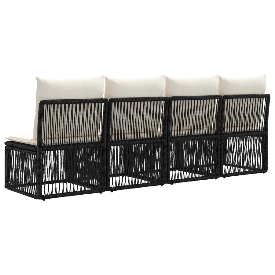 Canapé 4 places 4 pcs 4-Nombre de places Noir polyrotin - 6