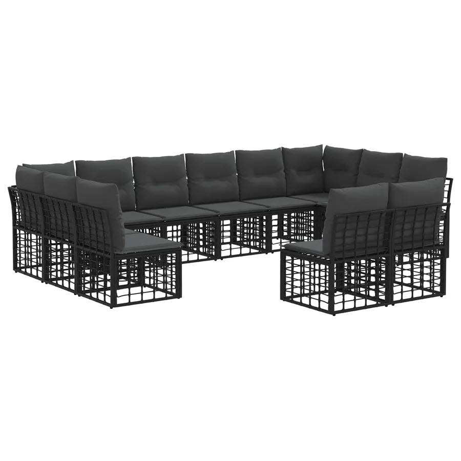 Ensemble de canapés d'extérieur Noir et Gris foncé Polyester - 2