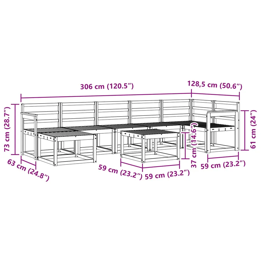 Ensemble de canapés d'extérieur 8 pcs Naturel - 12