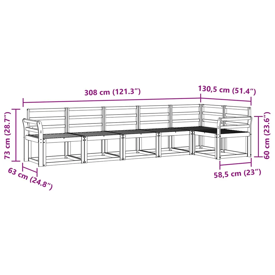 Ensemble de canapés d'extérieur 6 pcs Naturel - 8