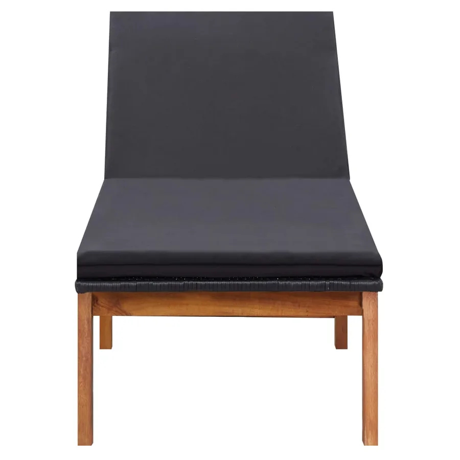 Chaise longue et coussin Résine tressée et bois d'acacia massif - 2