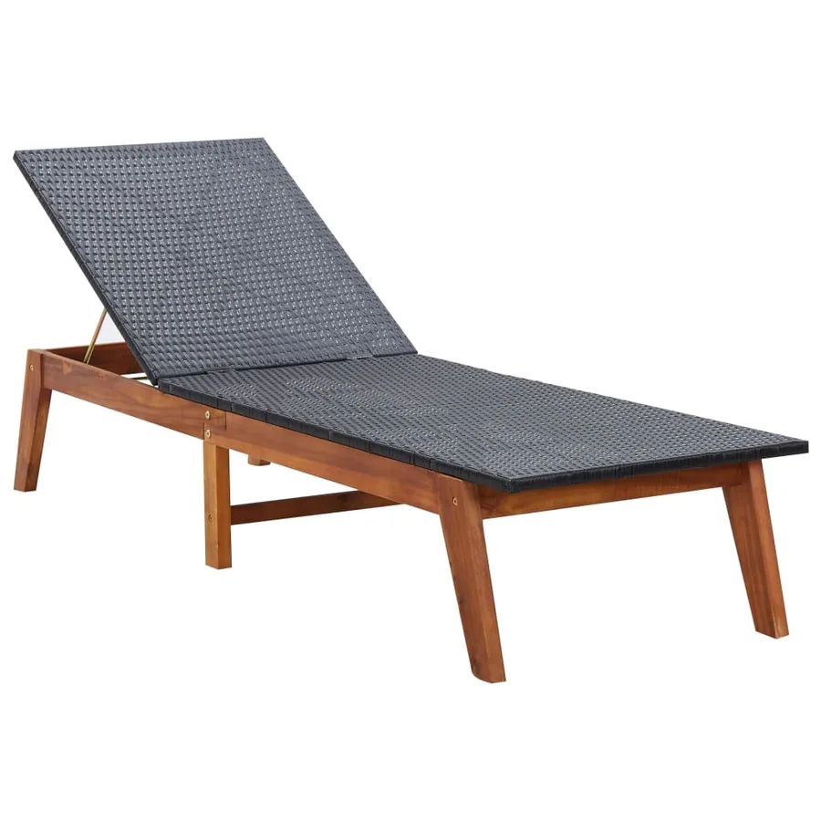 Chaise longue et coussin Résine tressée et bois d'acacia massif - 3