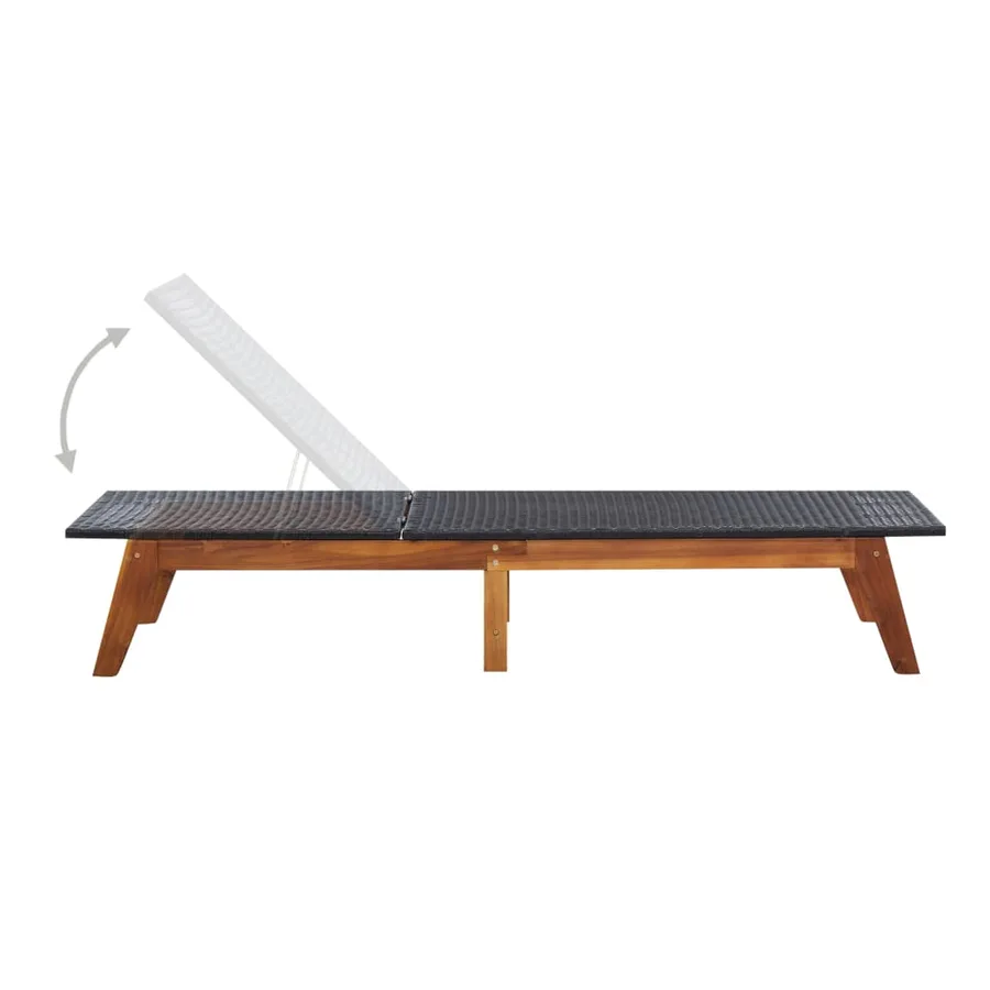 Chaise longue et coussin Résine tressée et bois d'acacia massif - 4
