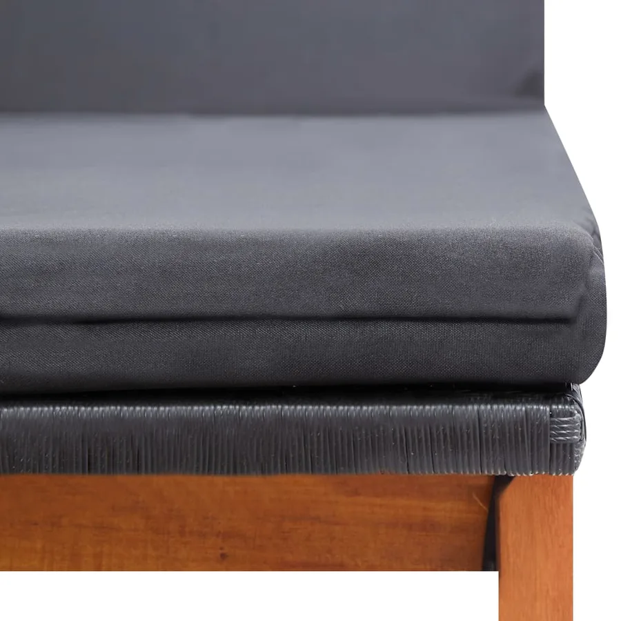 Chaise longue et coussin Résine tressée et bois d'acacia massif - 6