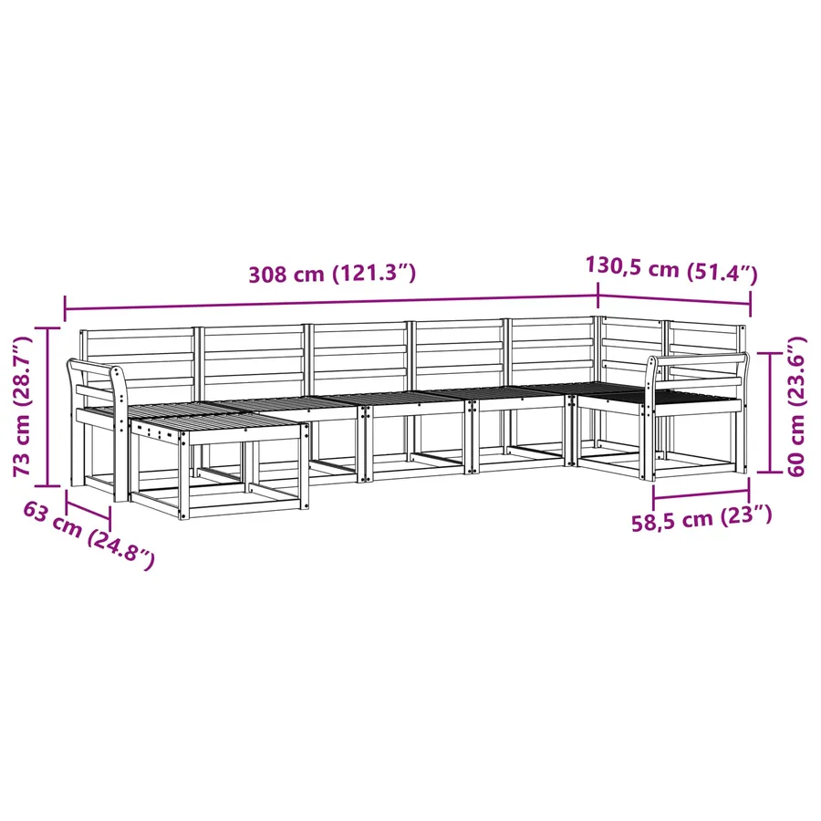 Ensemble de canapés d'extérieur 7 pcs Naturel - 10