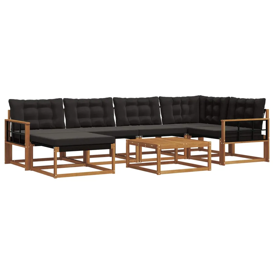 Ensemble de canapés d'extérieur 19 pcs Naturel et Noir - 2