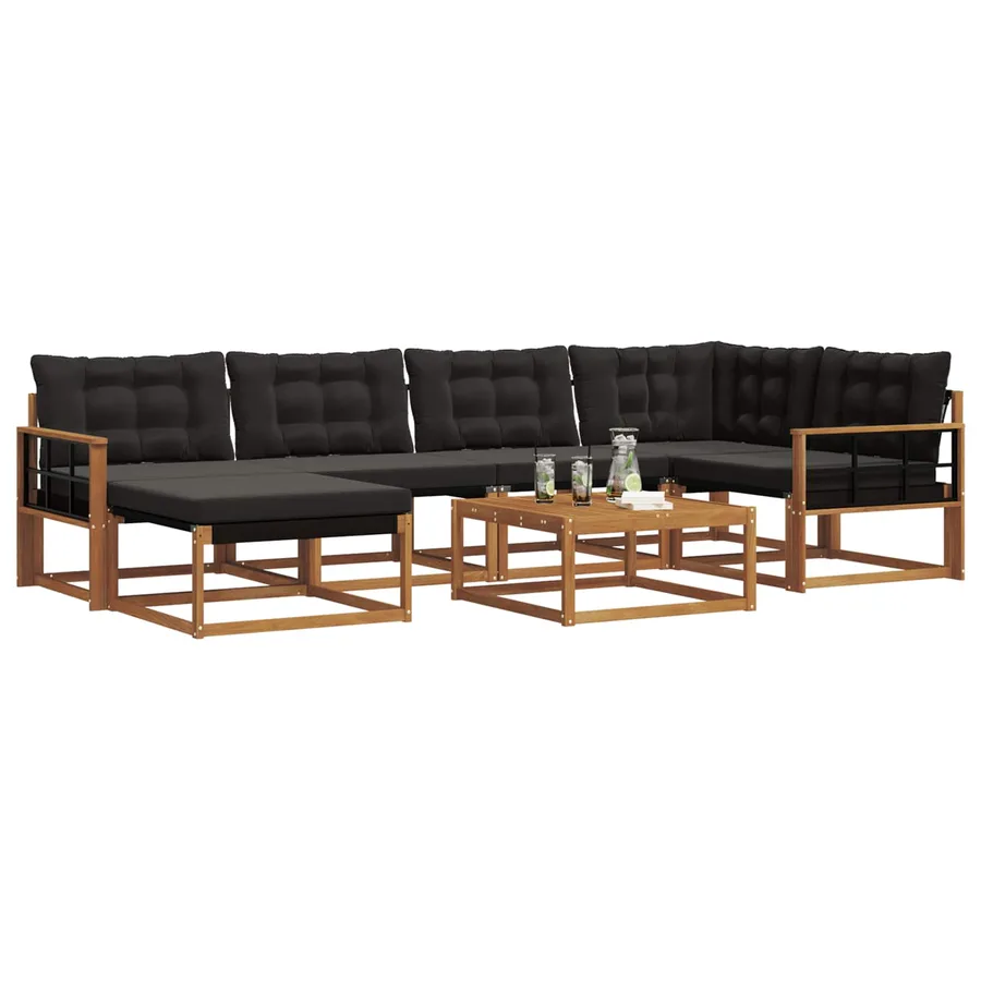 Ensemble de canapés d'extérieur 19 pcs Naturel et Noir - 3