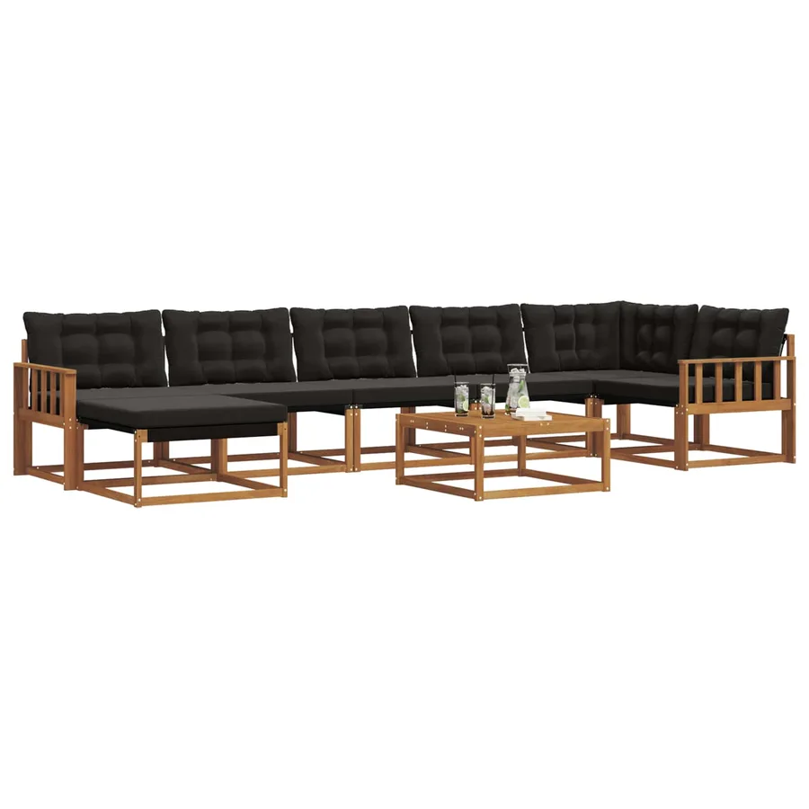Ensemble de canapés d'extérieur 22 pcs Naturel et Noir - 3
